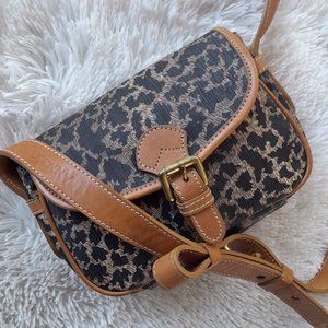 brown black cheetah print crossbody bag faux leather Anne Klein adjustable strap